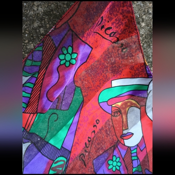 Picasso Long Scarf (Red Multi) E-7 - Picture 1 of 3